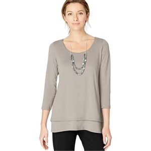 J JILL Pure Elliptical Layered Top Light Gray Large